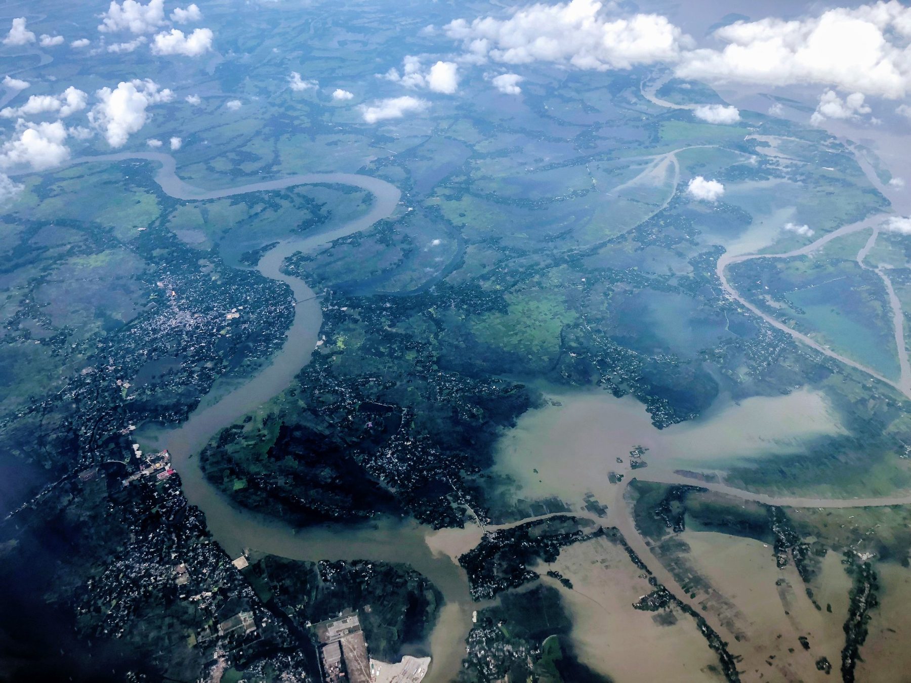 Aerial view of the Bengal delta